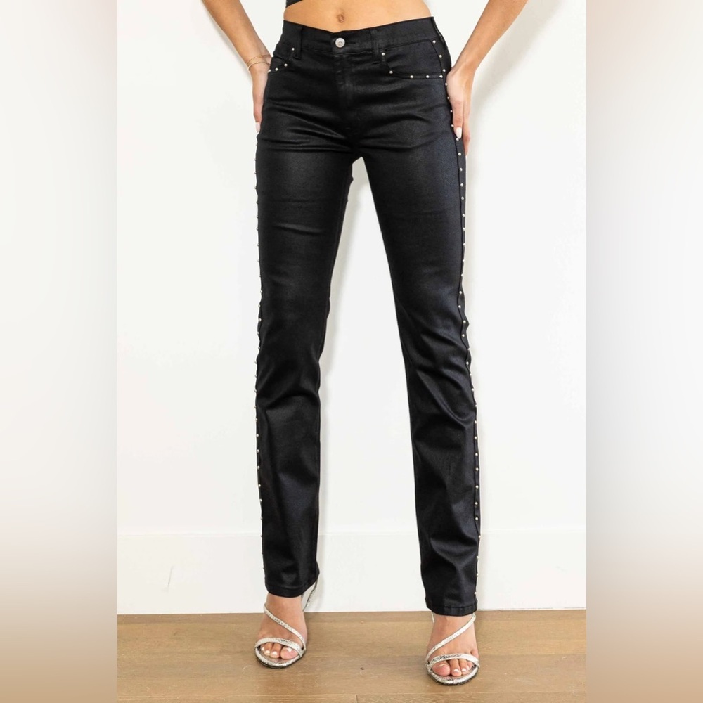Vibrant M.i.U Black Coated Studded Straight Jeans | Size 1 (24) | NEW/NWT!!🖤🖤